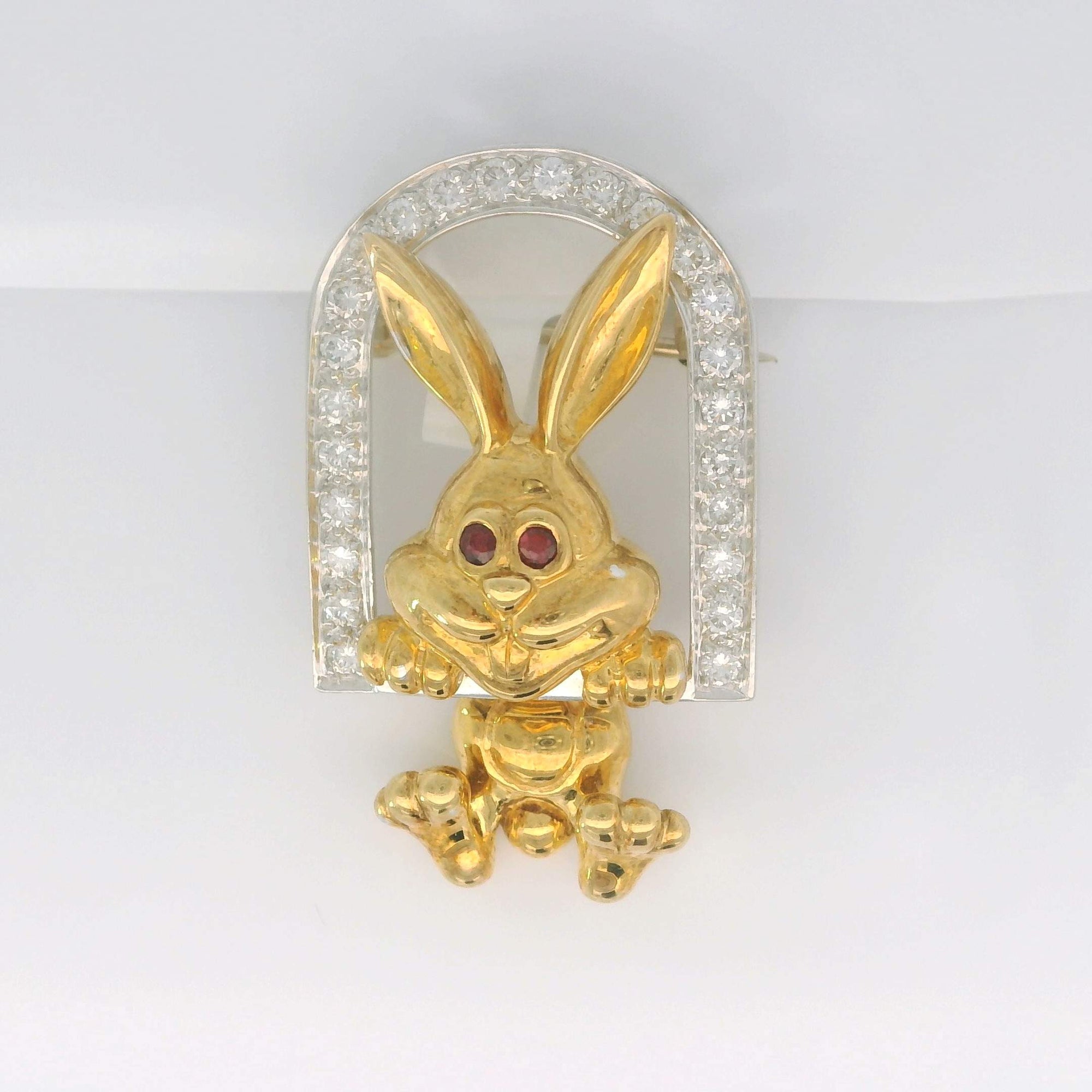 Ruby & Diamond Rabbit Brooch