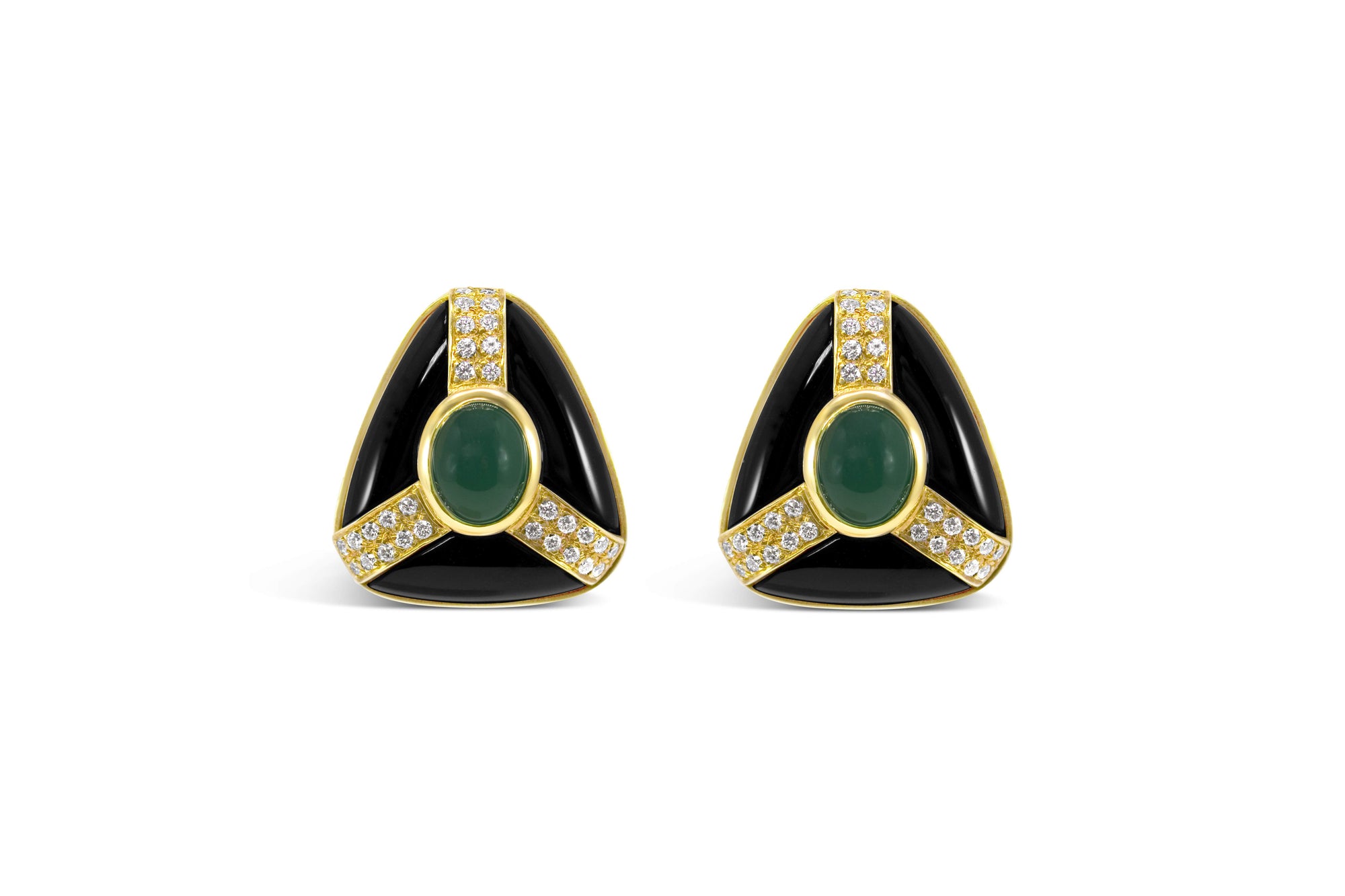 BLACK ONYX EMERALD AND DIAMOND NECKLACE AND EARRINGS