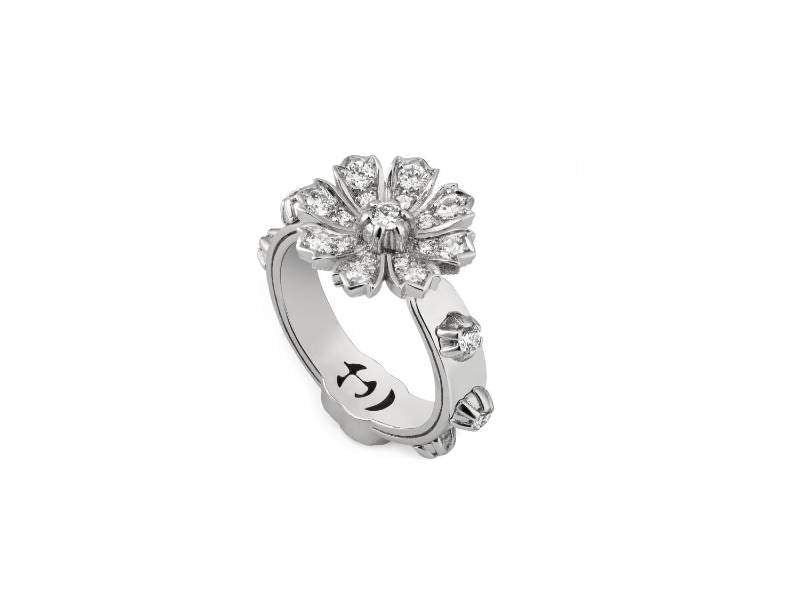 18KT WG GUCCI FLORA RING