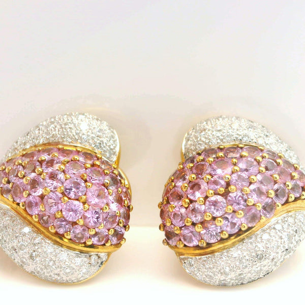 Pink Sapphire Flower Earrings