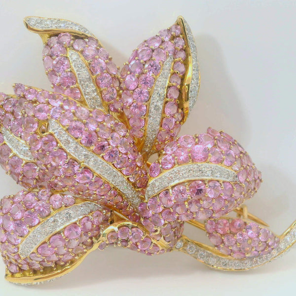 Purple Sapphire Flower Brooch