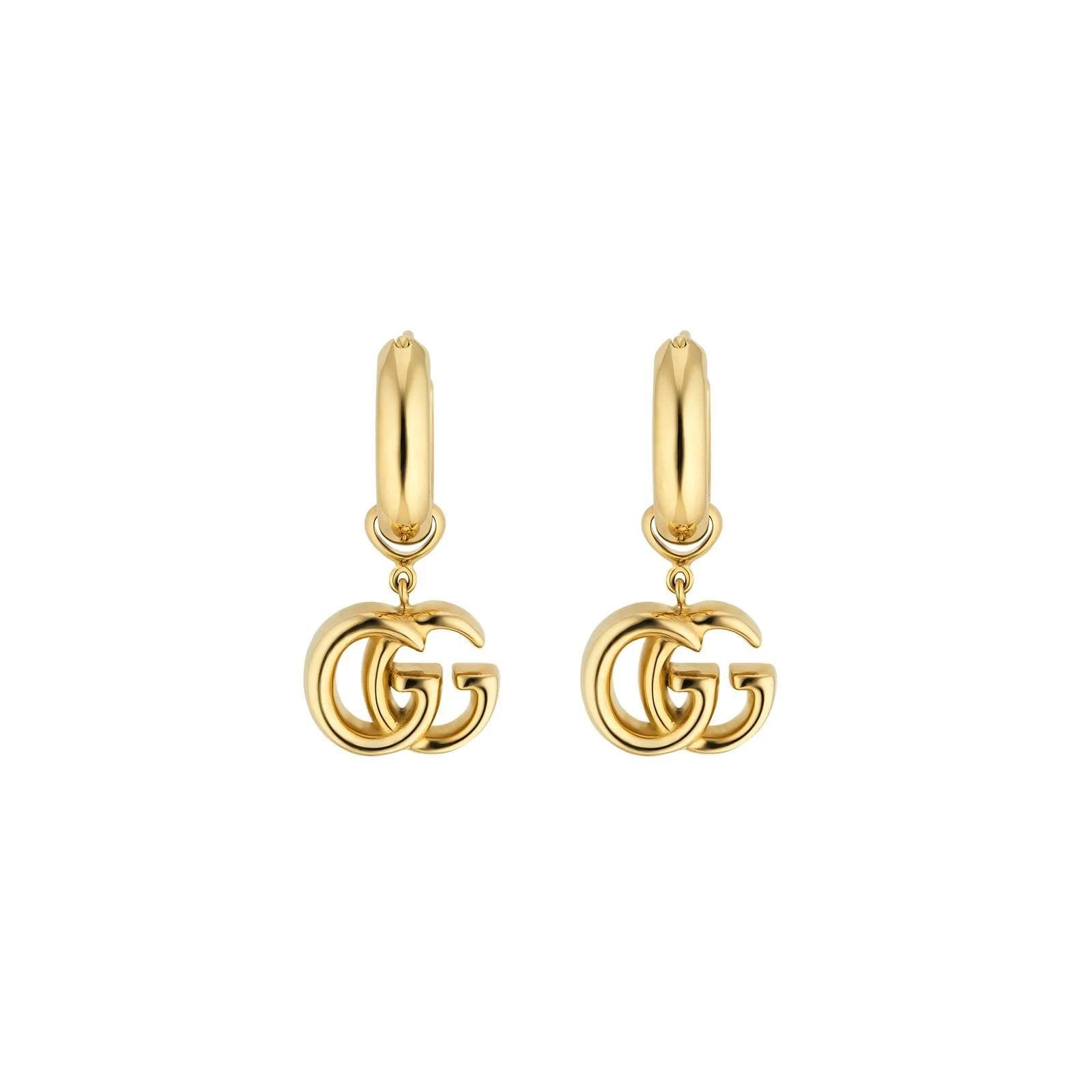 18KT YG GUCCI RUNNING G HOOP DANGLE EARRINGS Provident Jewelery