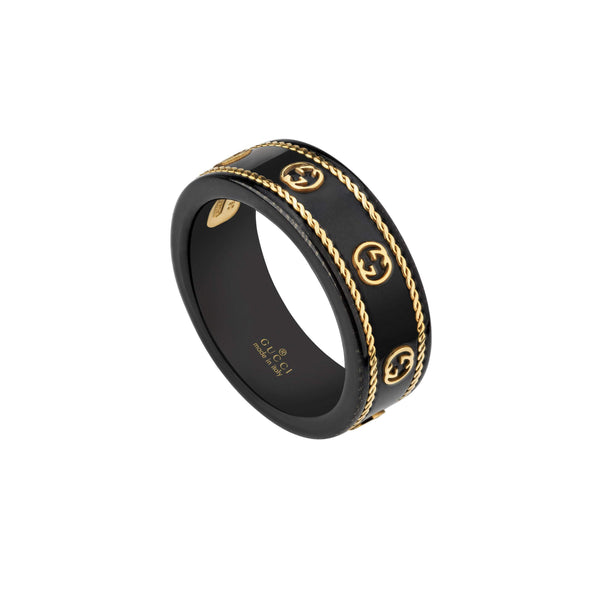 18KT YG GUCCI ICON THIN CORUNDUM BAND