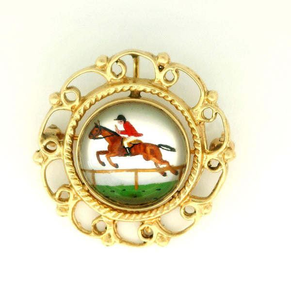 Horse Riding Brooch Pendant