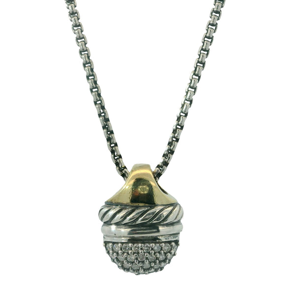 David Yurman Diamond Acorn Necklace