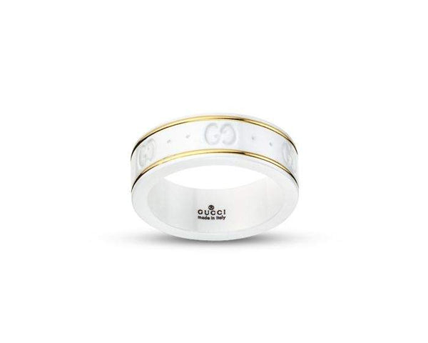 GUCCI ICON THIN WHITE ZIRCONIA RING