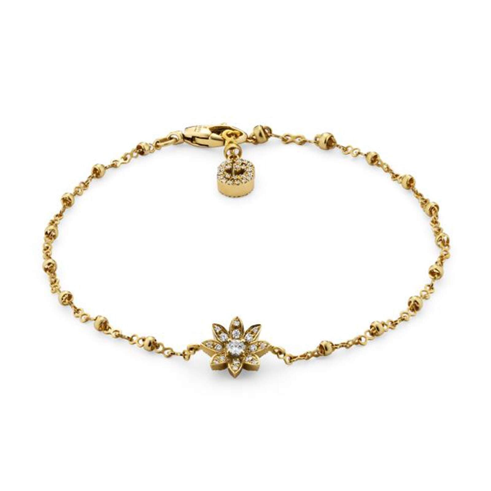 18KT YG GUCCI FLORA GG & FLOWERS BRACELET