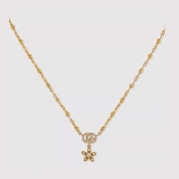 18KT YG GUCCI FLORA DIAMOND AND GG NECKLACE