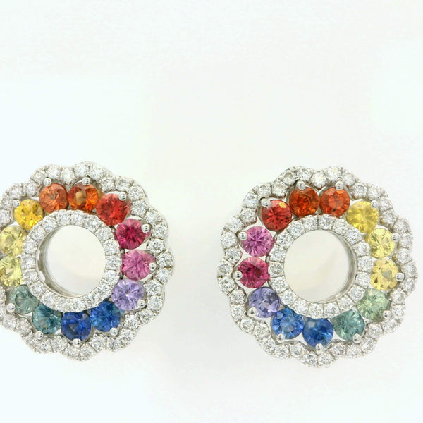 Rainbow Sapphire & Diamond Earrings