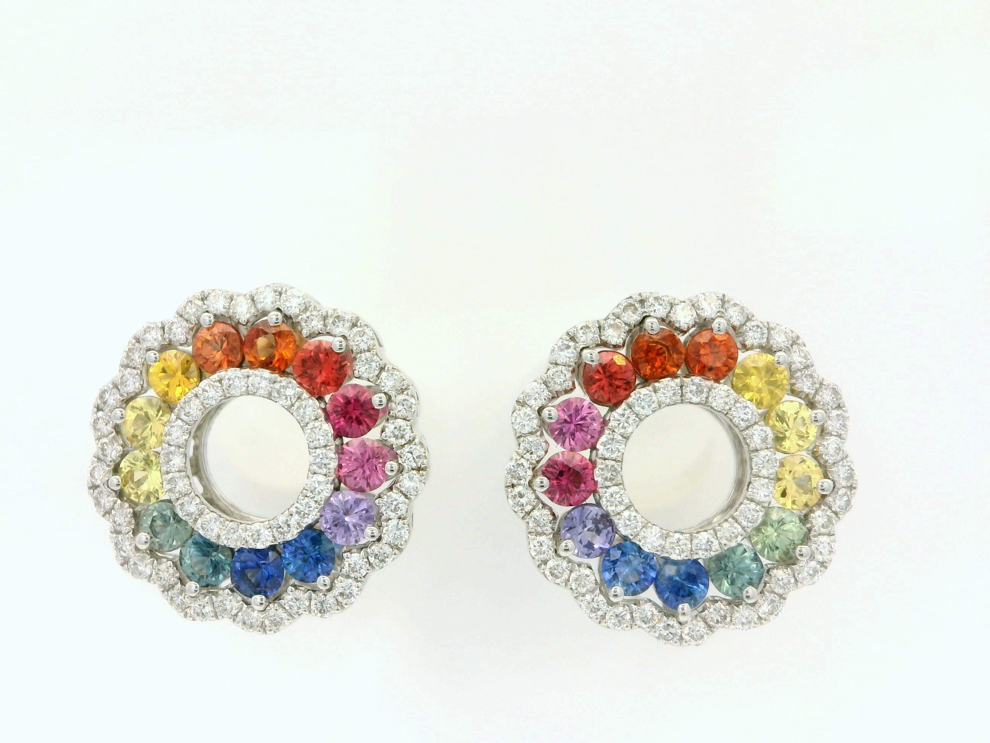 Rainbow Sapphire & Diamond Earrings