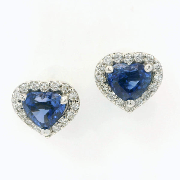 Heart Shaped Sapphire & Diamond Earrings