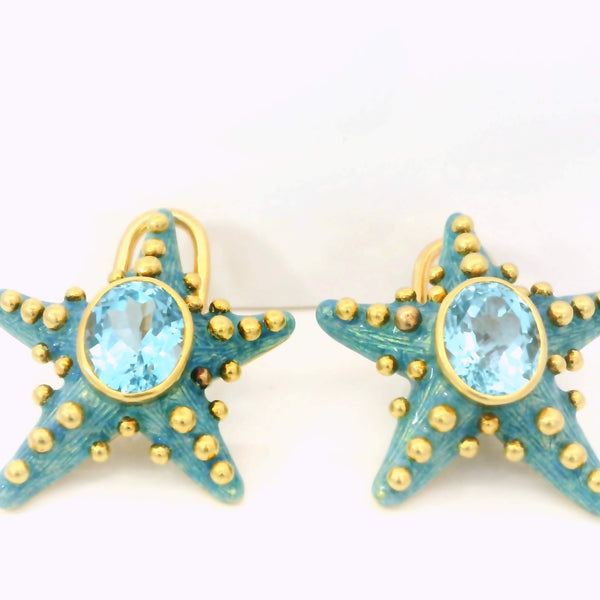 Blue Topaz Starfish Earrings