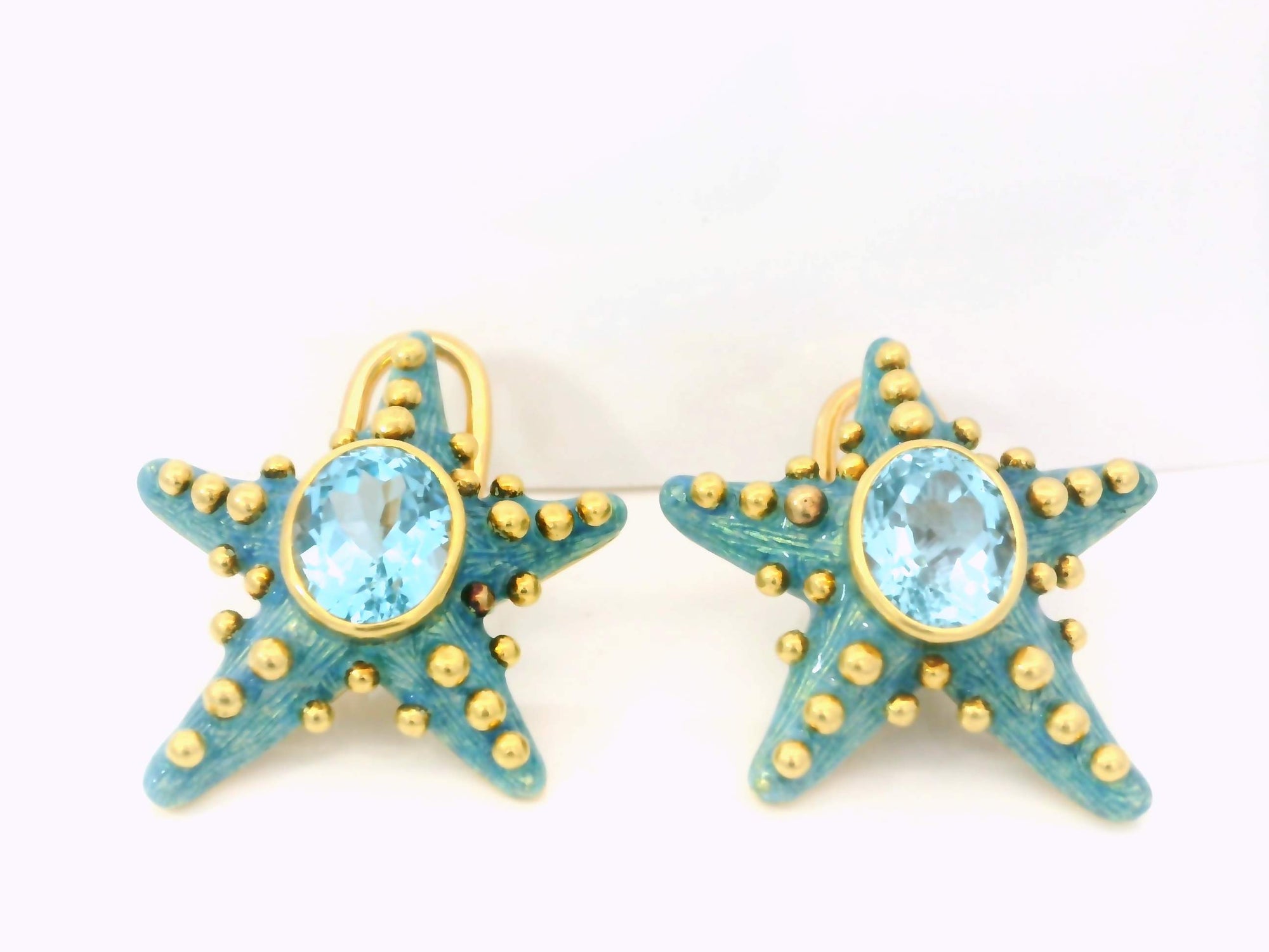 Blue Topaz Starfish Earrings