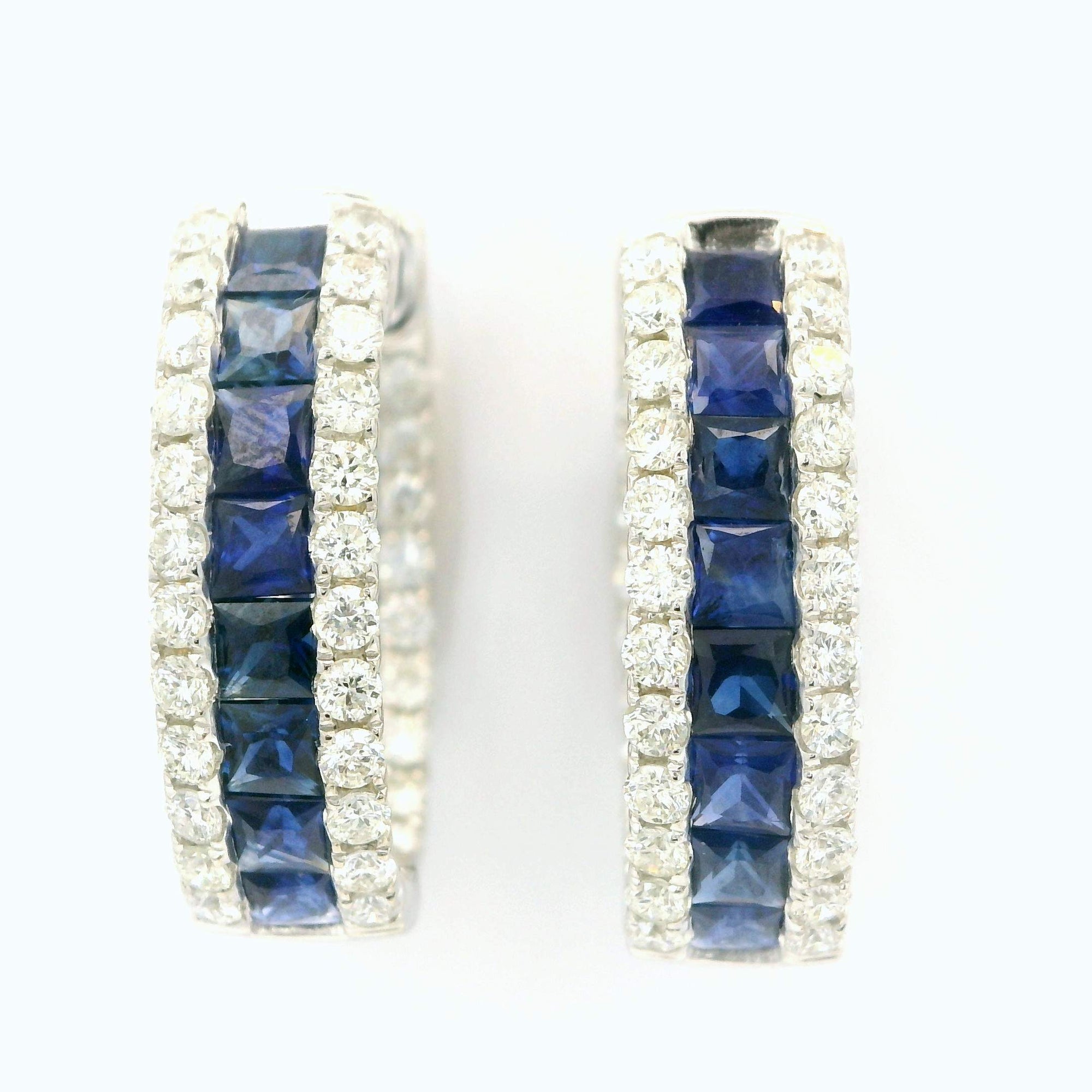 Sapphire & Diamond Hoop Earrings Provident Jewelery