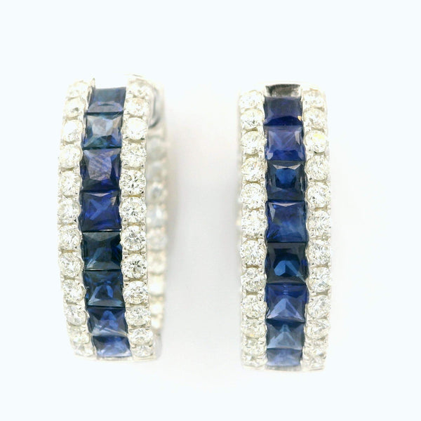 Sapphire & Diamond Hoop Earrings Provident Jewelery