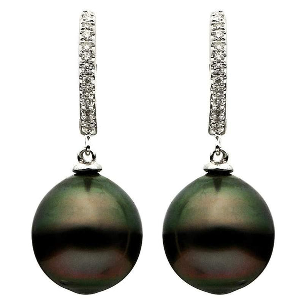 14kt WG Tahitian Pearl Drop Earrings