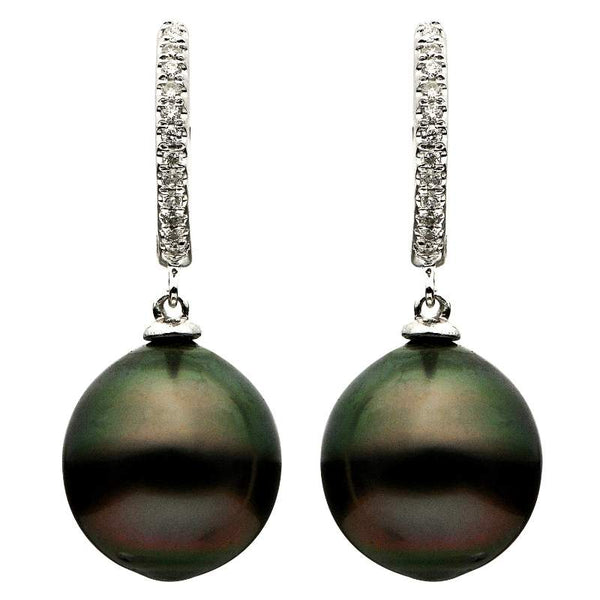 14kt WG Tahitian Pearl Drop Earrings