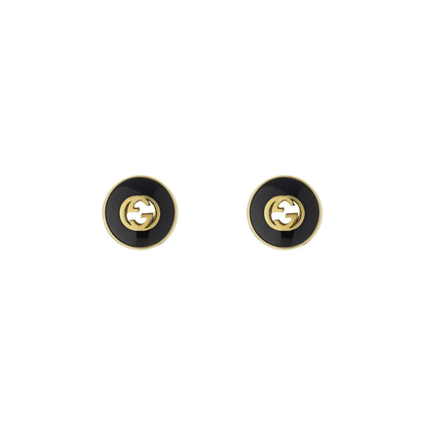 18KT YG GUCCI INTERLOCKING G STUD EARRINGS
