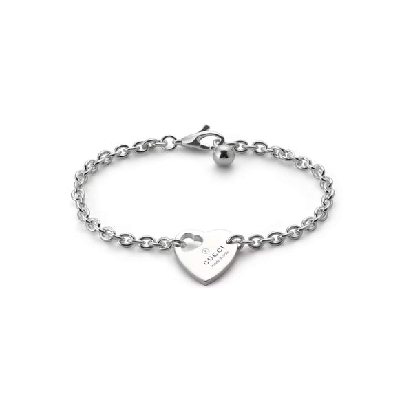 STERLING SILVER GUCCI TRADEMARK HEART BRACELET