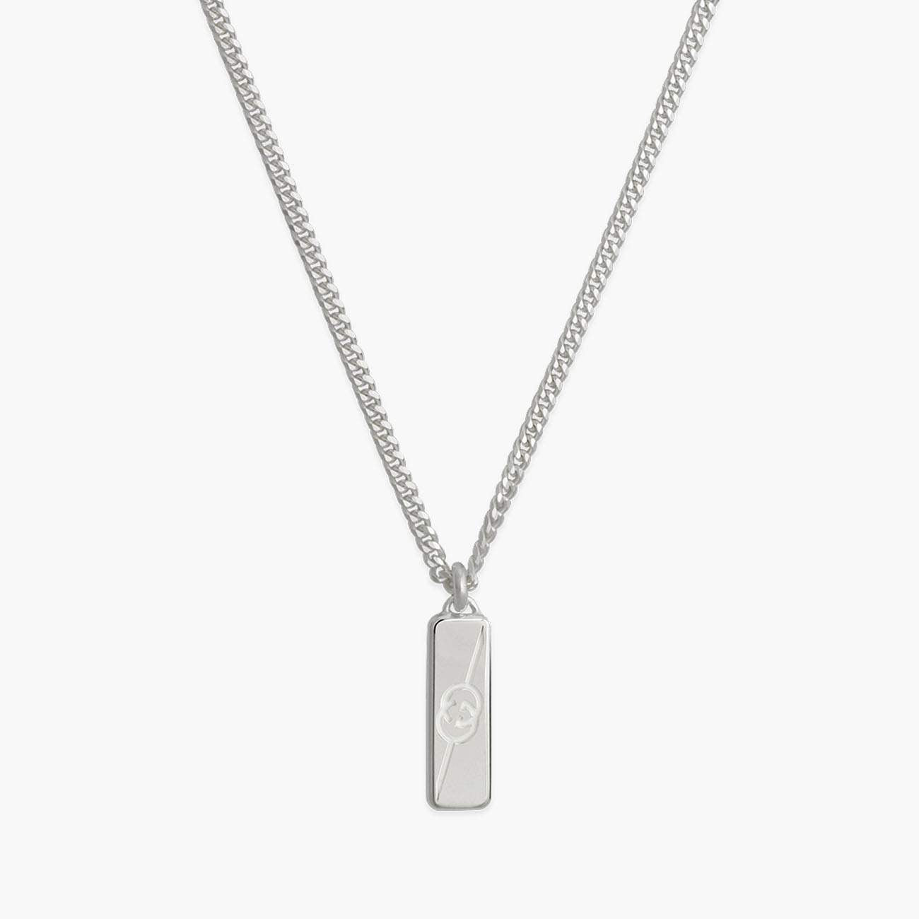 STERLING SILVER GUCCI TAG PENDANT NECKLACE