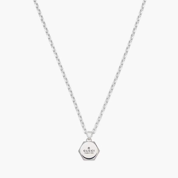 STERLING SILVER GUCCI TRADEMARK HEXAGON NECKLACE