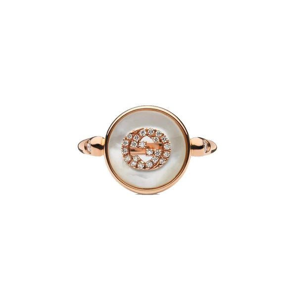18KT RG GUCCI INTERLOCKING G MOP RING