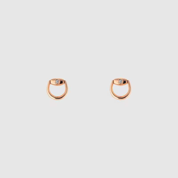 18KT RG GUCCI HORSEBIT STUD EARRINGS