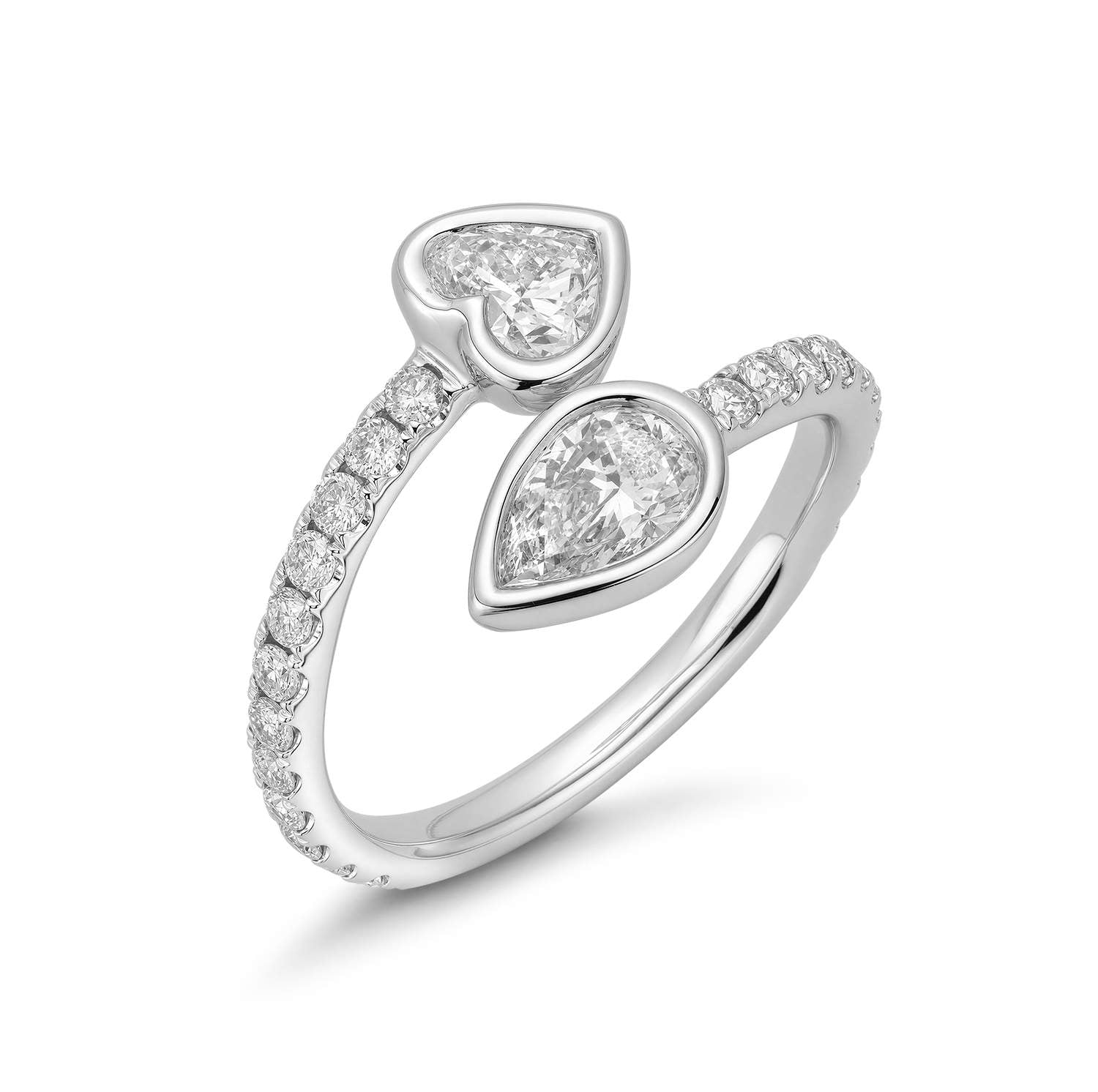 Bypass Diamond Heart Ring