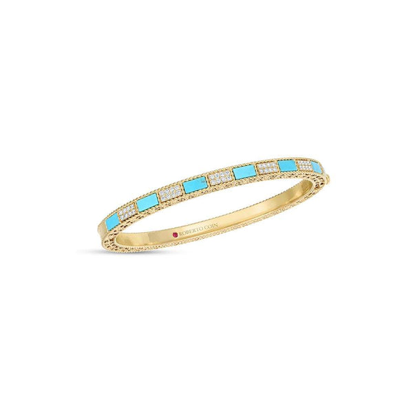 Roberto Coin Mosaic Alternating Diamond & Turquoise Bangle