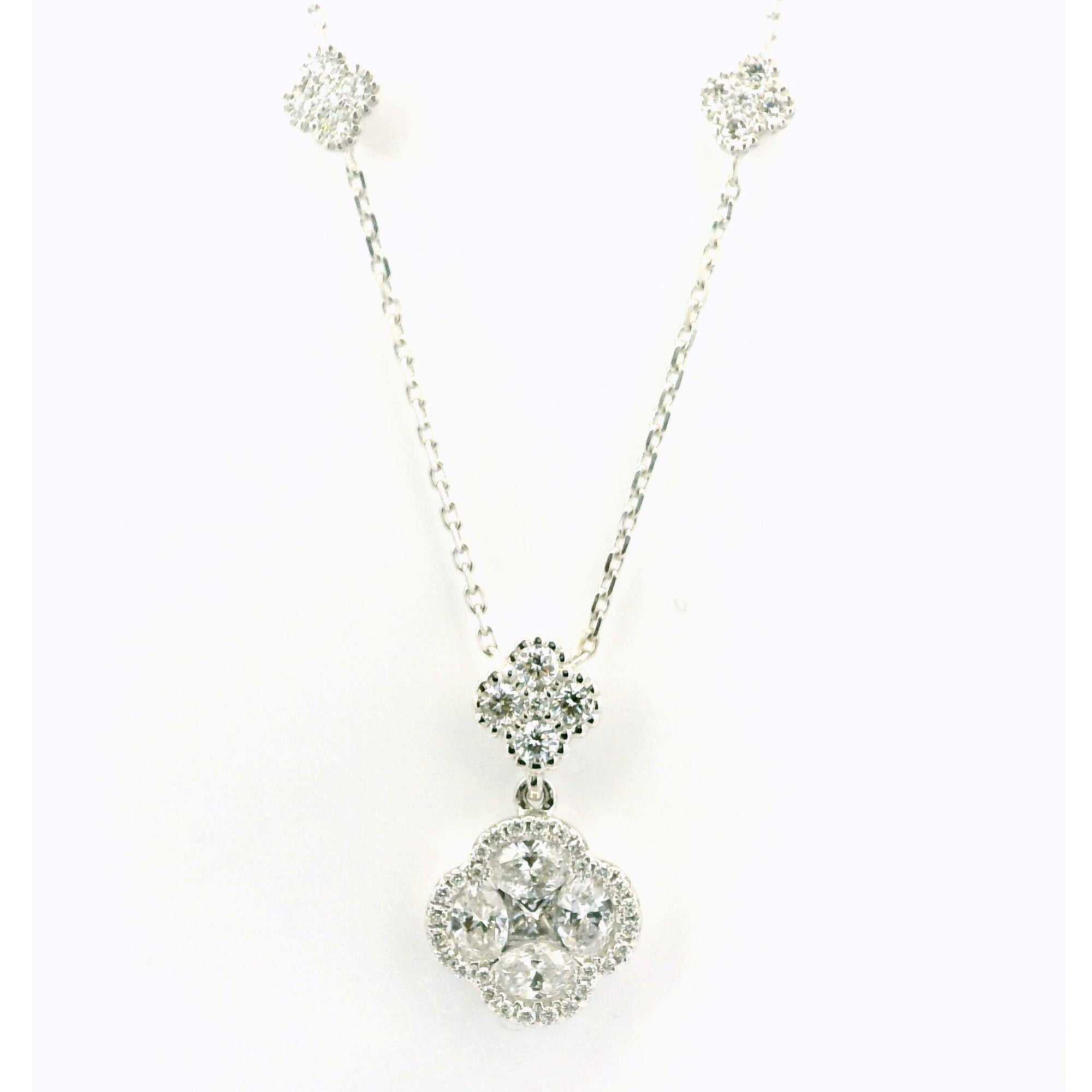 Diamond Cluster Drop Necklace