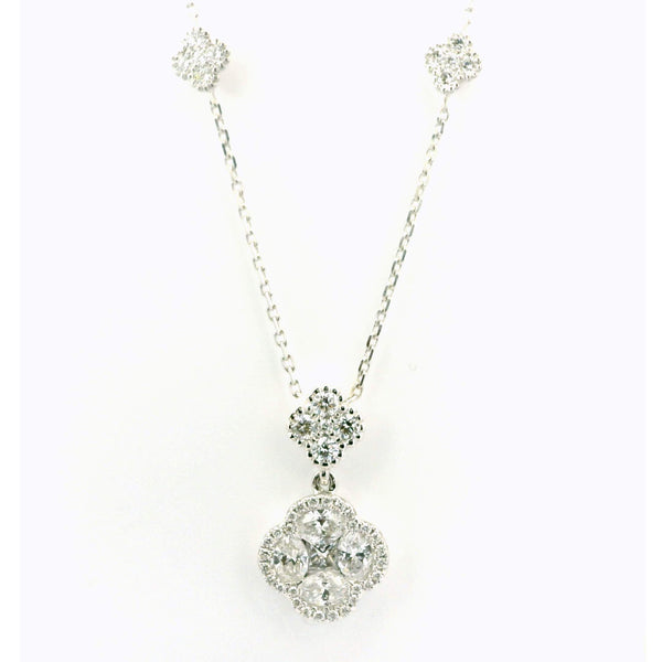 Diamond Cluster Drop Necklace