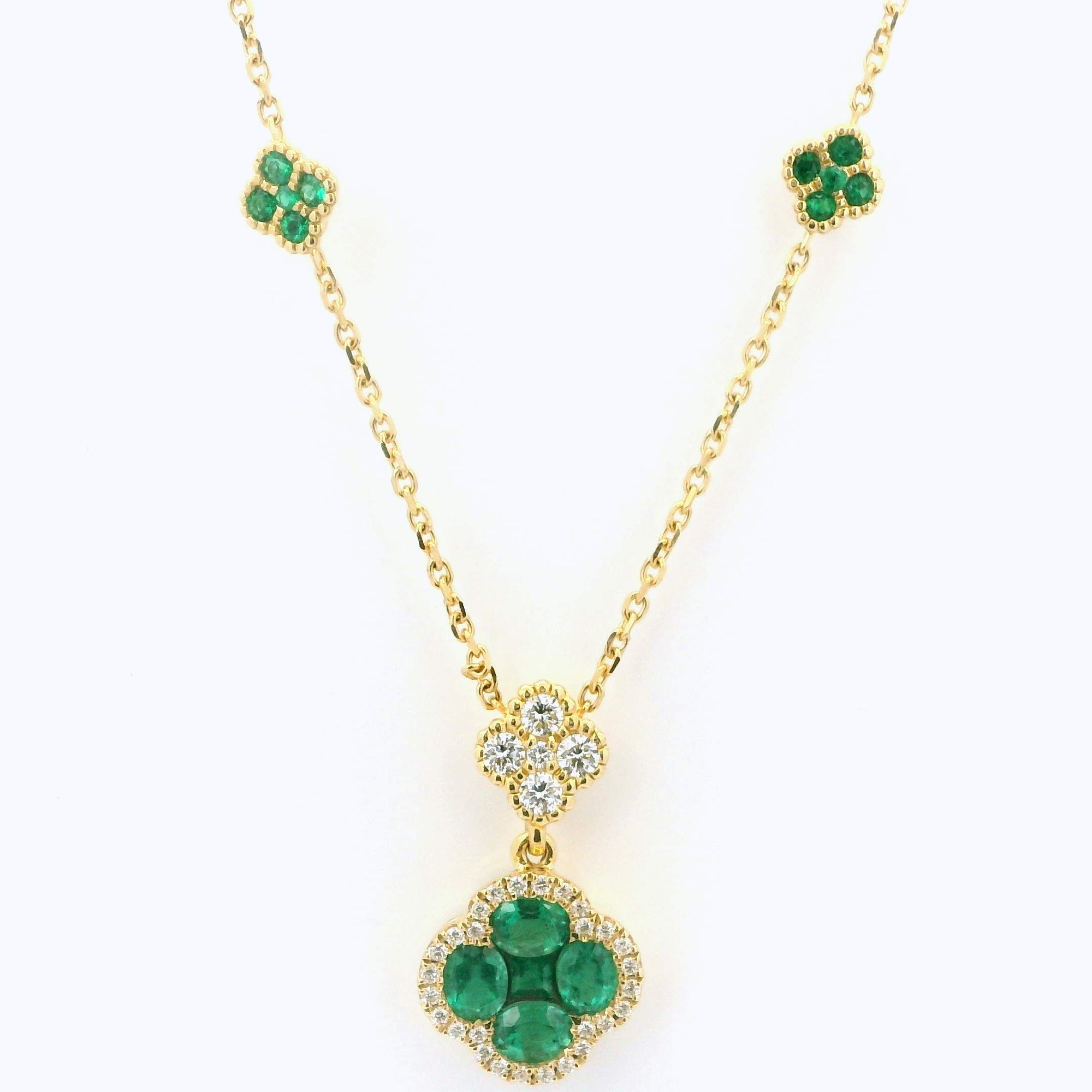 Emerald & Diamond Cluster Necklace Provident Jewelery