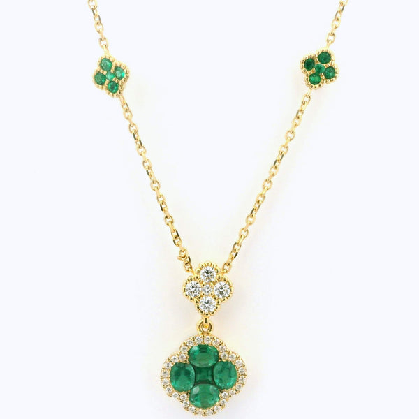 Emerald & Diamond Cluster Necklace Provident Jewelery