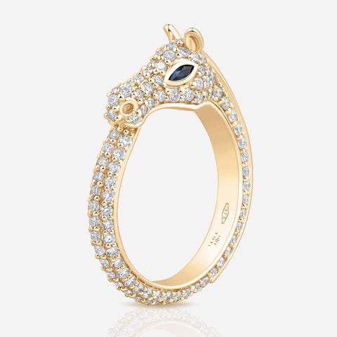 Toti Celebration Horse Head Pave Diamond Ring