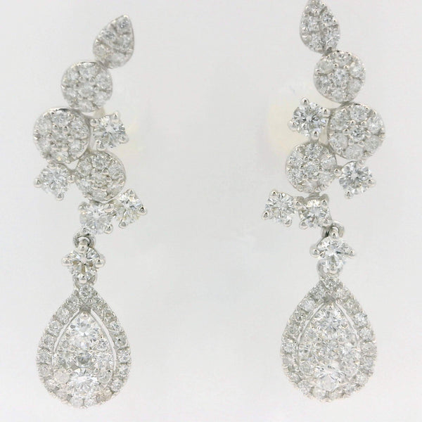 Diamond Cluster Drop Earrings