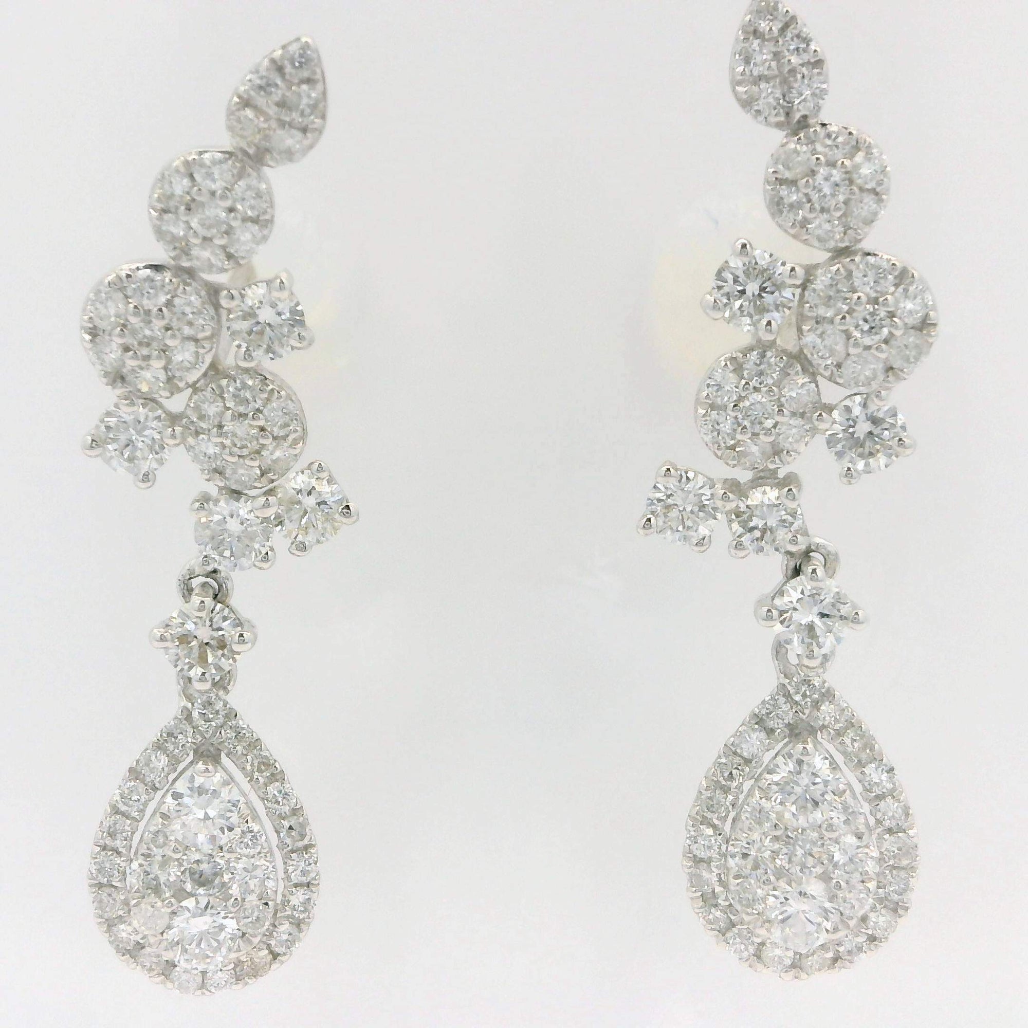 Diamond Cluster Drop Earrings