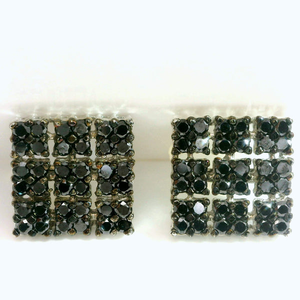Square Black Diamond Earrings