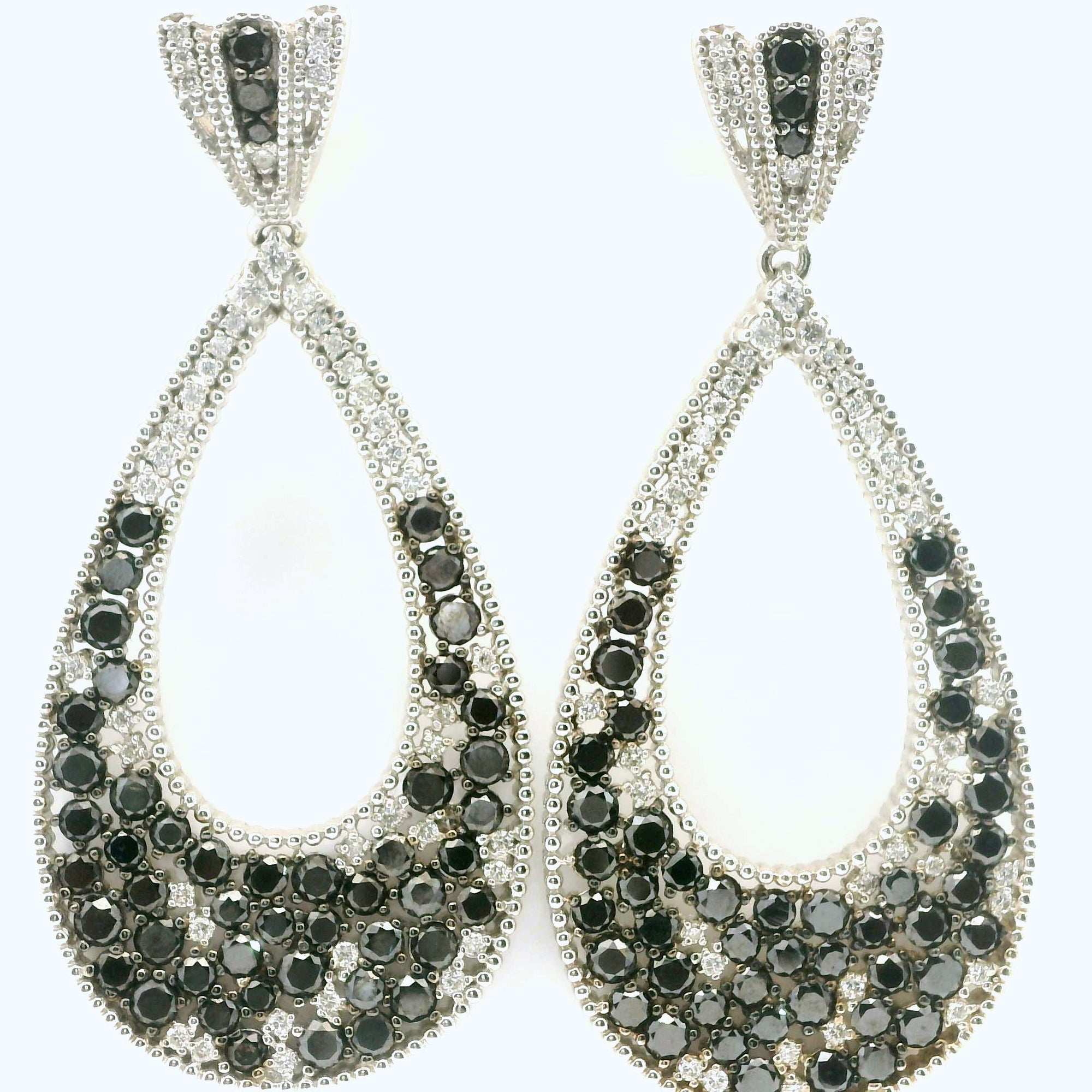 Oval Drop Scatter Diamond Earrings