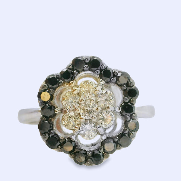 Black Flower Cluster Diamond Ring Provident Jewelery