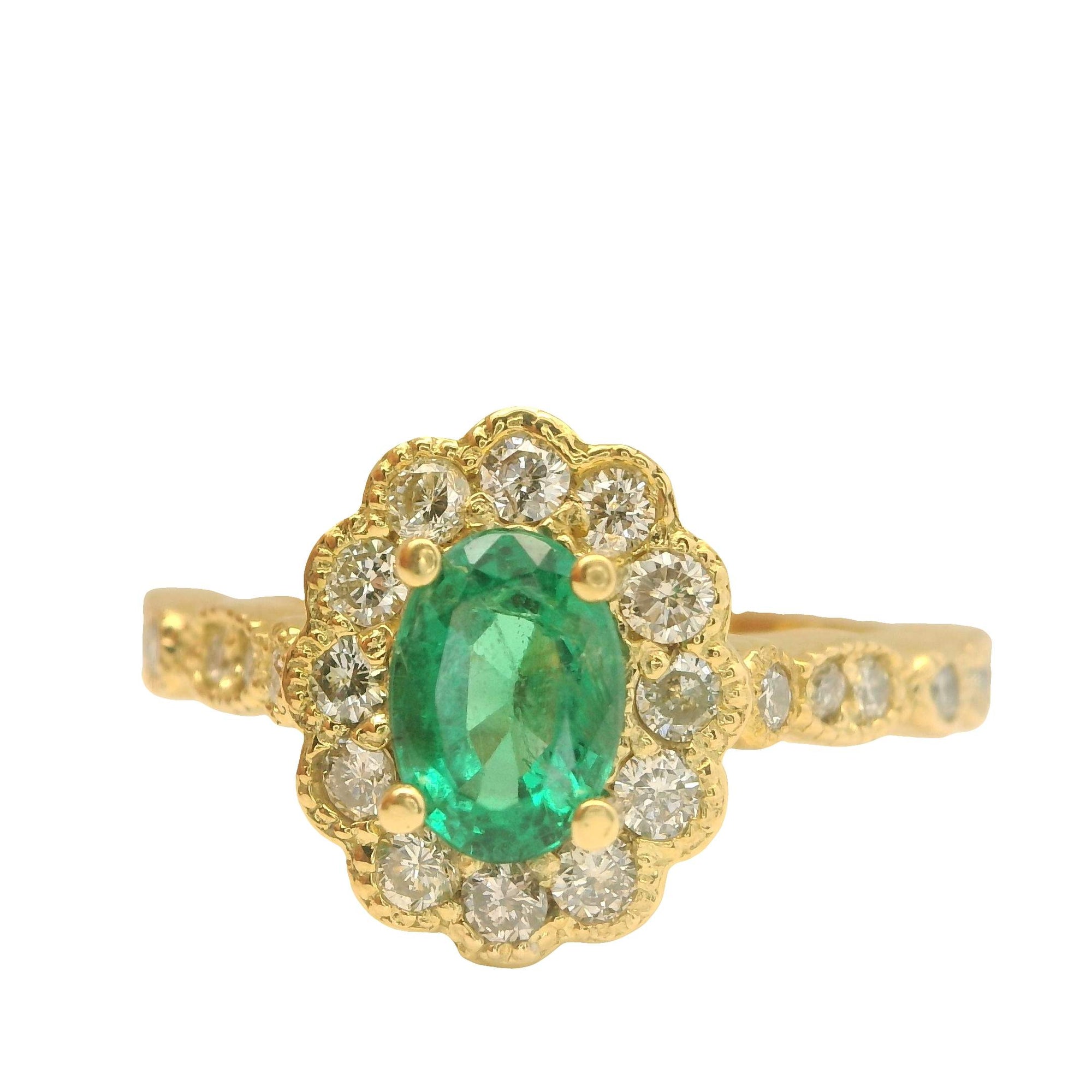 Oval Emerald & Diamond Ring