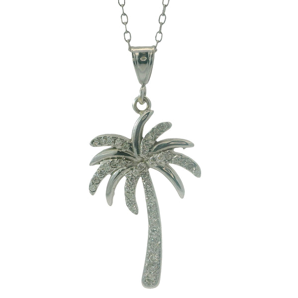 Palm Tree Diamond Pendant Necklace