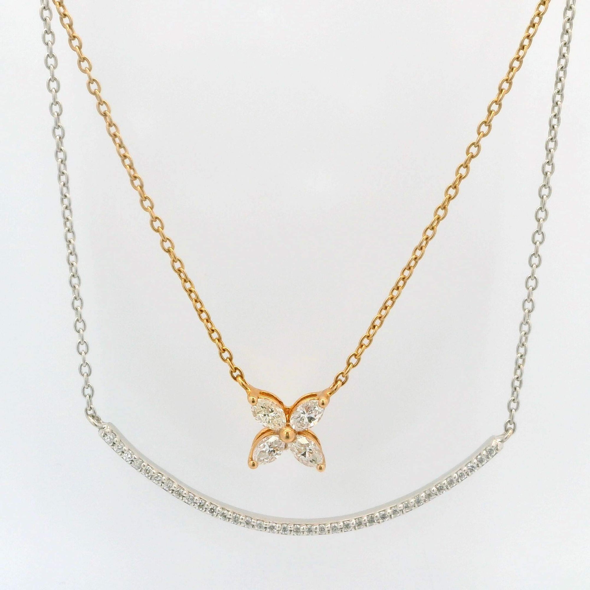 Curve Bar Marquise Diamond Necklace