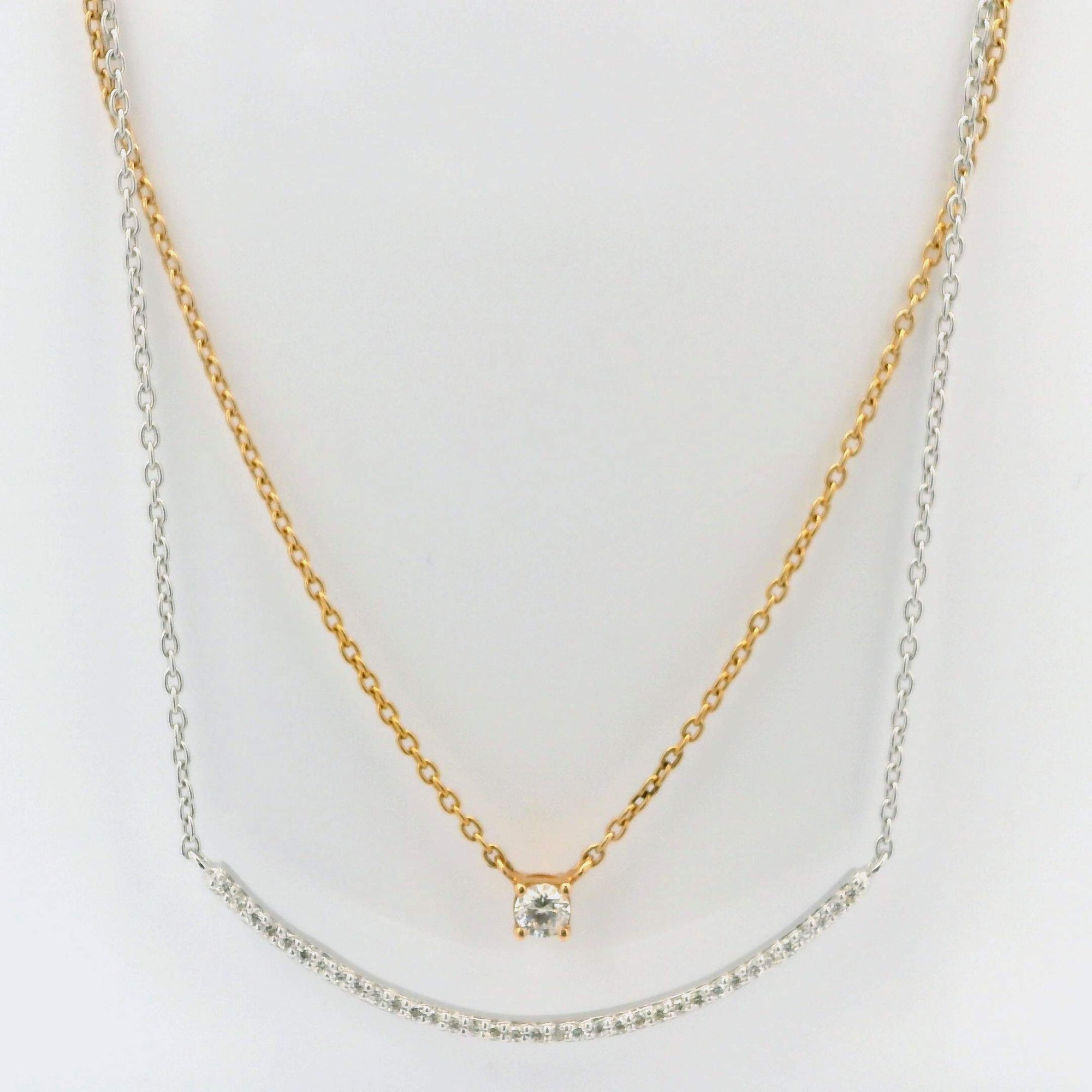 Curve Bar SolitaIre Diamond Necklace