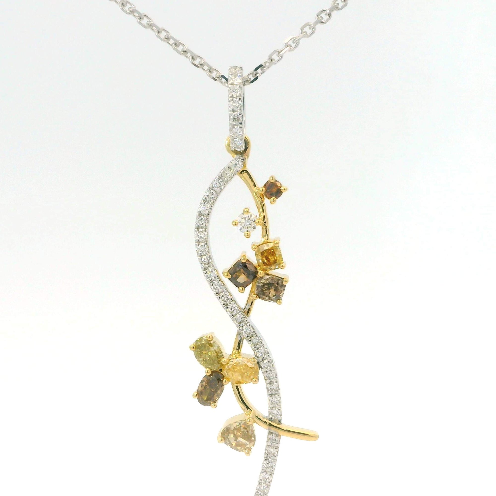 Multi Color Diamond Pendant Necklace
