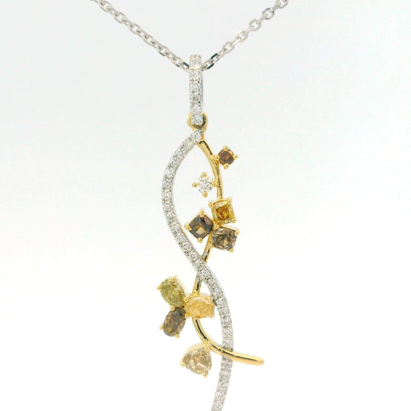 Multi Color Diamond Pendant Necklace