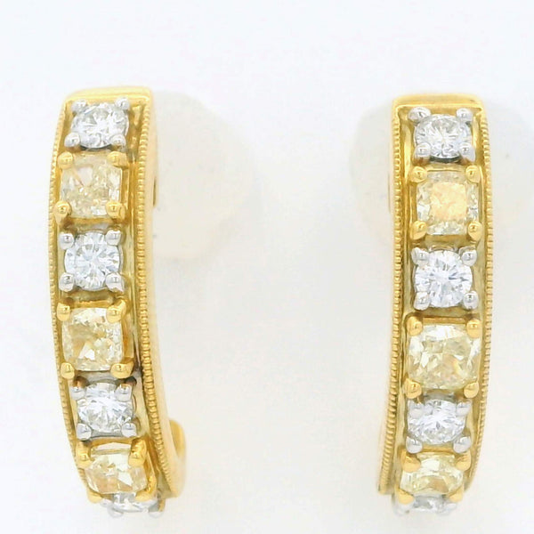 Yellow & White Diamond Hoop Earrings