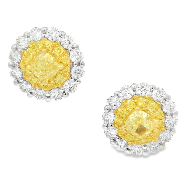 Yellow & White Diamond Earrings