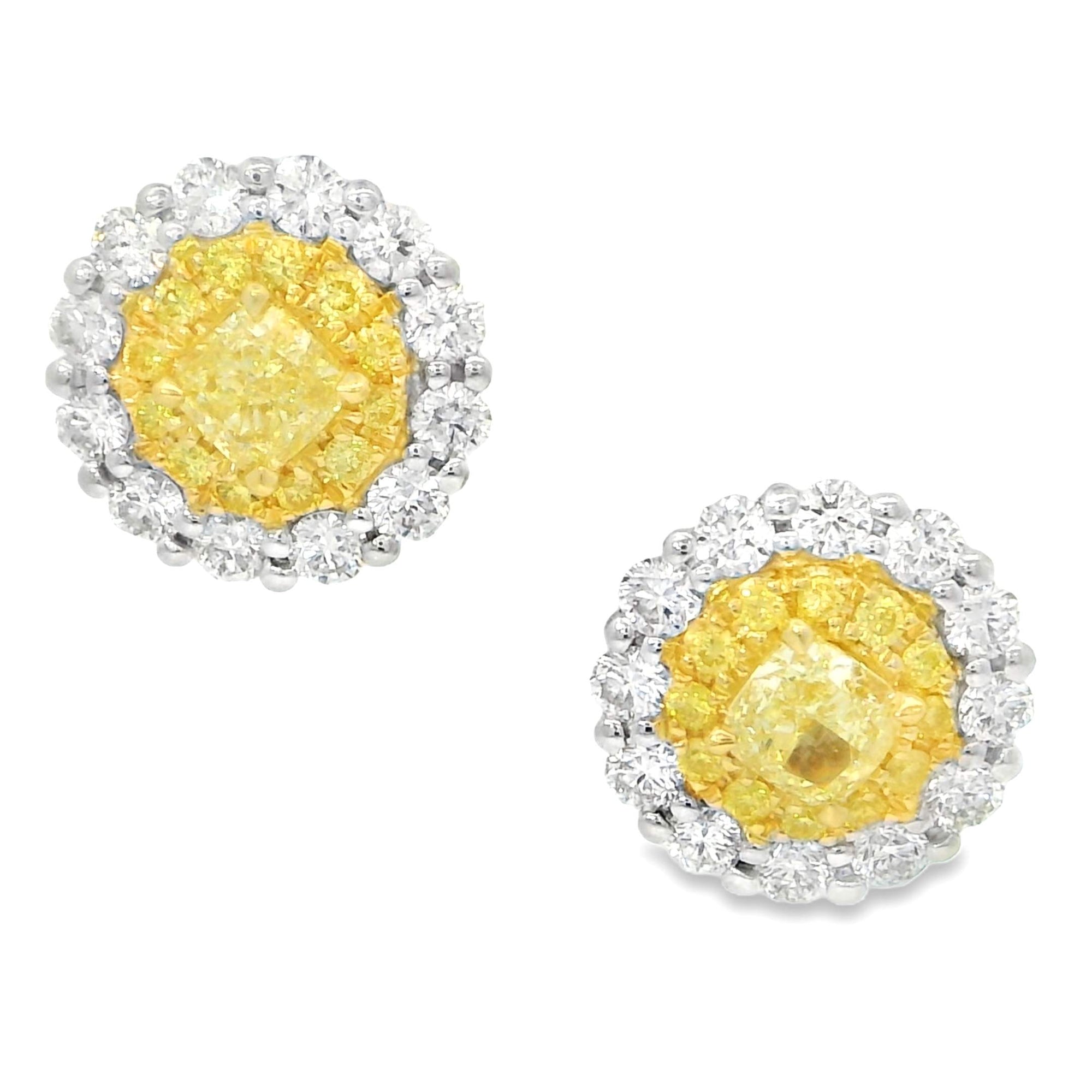 Yellow & White Diamond Earrings