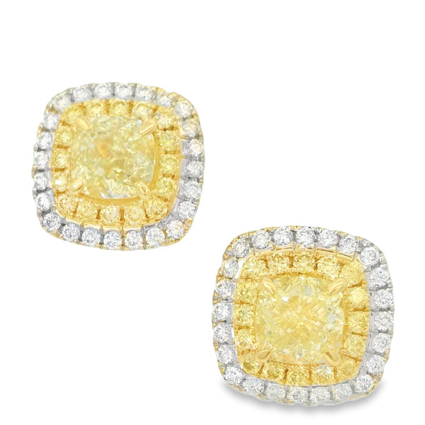 Yellow & White Diamond Earrings