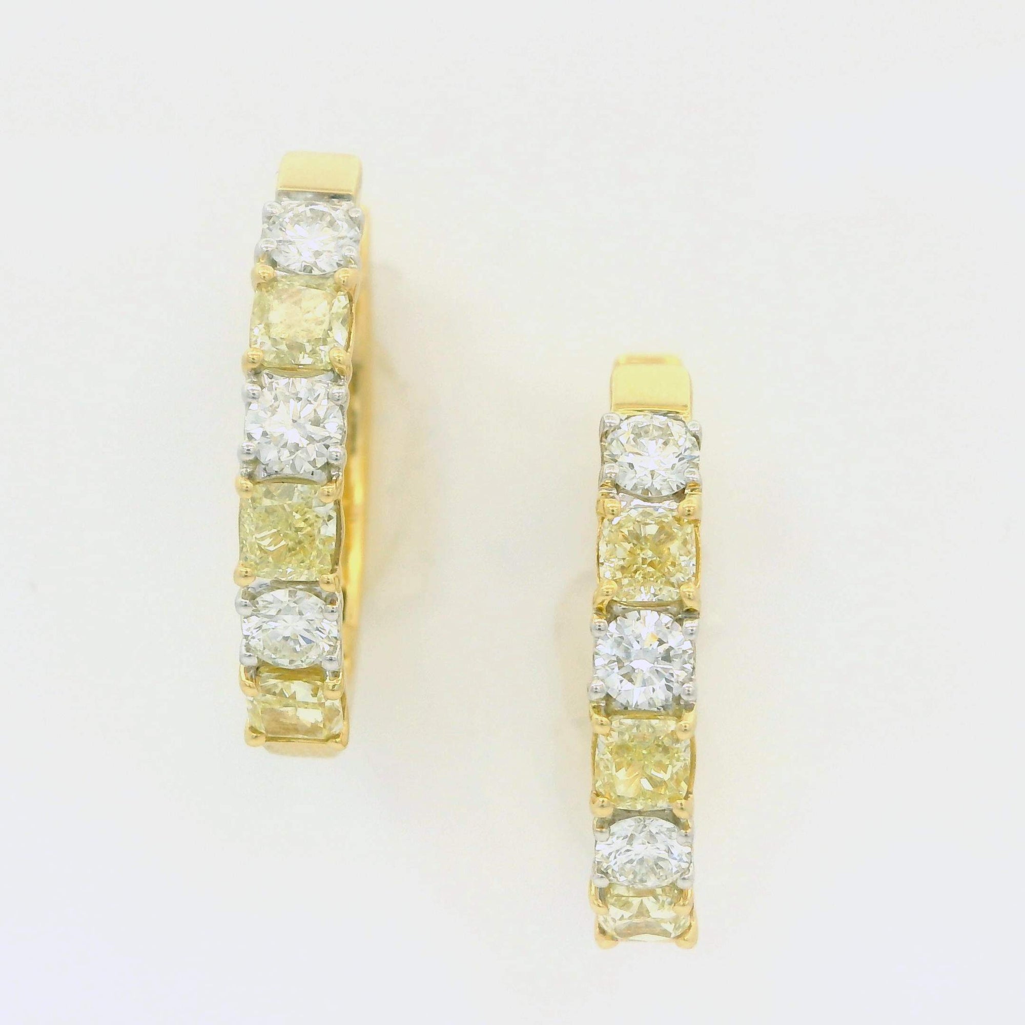 Yellow & White Diamond Hoop Earrings